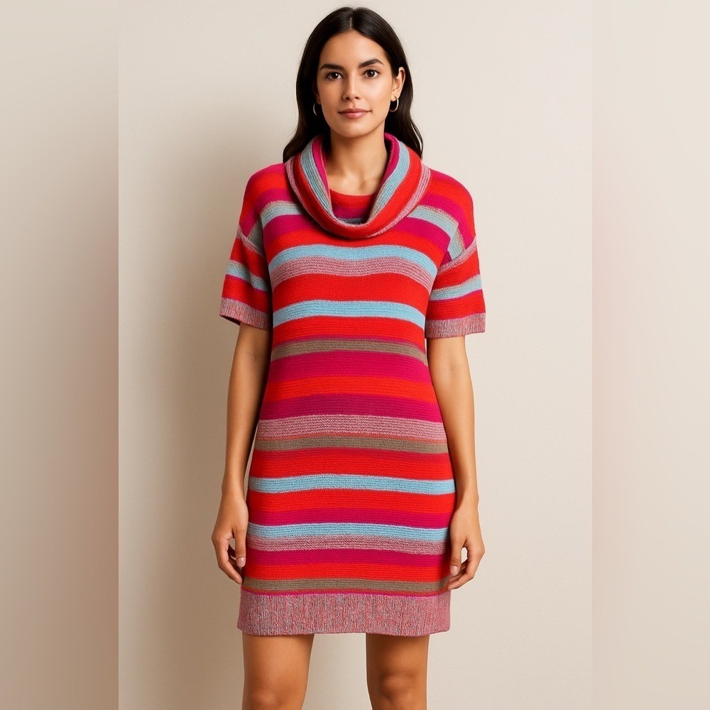Design 365 Striped Cowl Neck Sweater Dress‎ XL Pink Orange